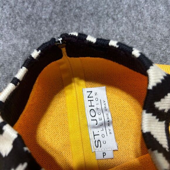 St John Collection Yellow Tank Top Zebra Trim‎ Size P - Picture 7 of 8
